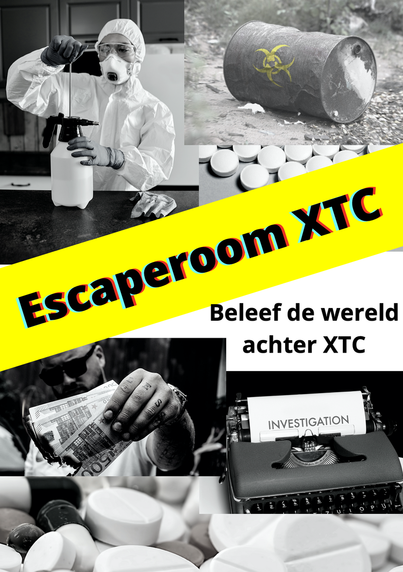 Voorkant van de folder 'Escaperoom XTC', beleef de wereld achter XTC