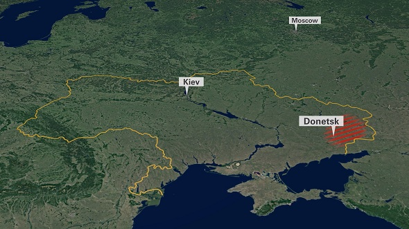 Kaart Rusland en Oekraïne