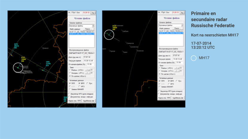Primaire en secundaire radar Russische Federatie kort na neerschieten MH17