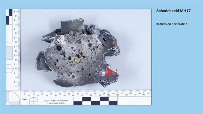 Schadebeeld MH17 kraters en perforaties